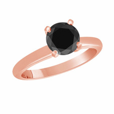 Fancy Black Diamond Solitaire Engagement Ring 14k Rose Gold 1.50 Carat Certified handmade Bridal