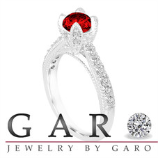 Red Diamond Engagement Ring 0.81 Carat 14K White Gold Handmade Certified