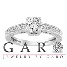 Diamond Engagement Ring 0.73 Carat GIA Certified 14K White Gold Unique Handmade