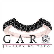 Black Diamonds Curve Matching Wedding Band 14K Rose Gold 0.45 Carat Pave Unique

