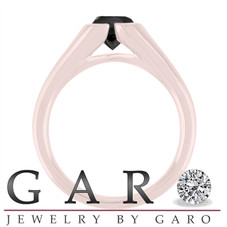 Black Diamond Solitaire Engagement Ring Unique Clover Bezel Set 1.20 Carat Certified 14K Rose Gold Handmade
