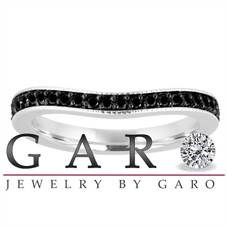 Platinum Fancy Black Diamonds Curve Matching Wedding Band 0.23 Carat Pave
