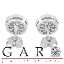 Platinum Ruby And Diamonds Stud Earrings 0.90 Carat Micro Pave and Bezel Set Handmade Halo
