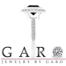 Platinum 1.31 Carat Black Diamond Engagement Ring, Wedding Ring Bezel Set Halo Pave Certified Handmade
