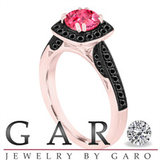 Rose Gold Pink Sapphire Engagement Ring, Wedding Ring, Anniversary Ring, 1.35 Carat Certified Halo Pave

