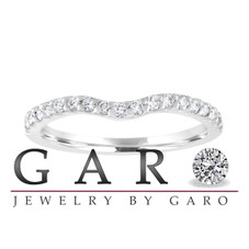 Matching Diamond Wedding Ring, Curve Anniversary Band, 14K White Gold handmade 0.29 Carat
