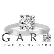 Solitaire Diamond Engagement Ring, Bridal Ring, SI1 GIA Certified 1.01 Carat 14K White Gold Handmade
