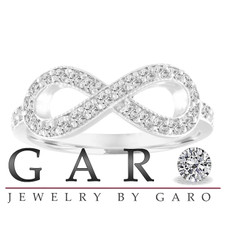 Platinum Infinity Diamond Ring, Infinity Wedding Band, Pave Anniversary Diamond Ring, 0.50 Carat Handmade