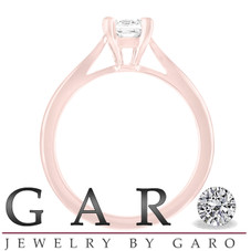Solitaire Engagement Ring, Princess Cut Diamond Bridal Ring, GIA Certified Wedding Ring, 0.50 Carat 14K Rose Gold Handmade
