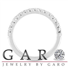 Diamond Wedding Ring, Half Eternity Wedding Band, French Pave Diamonds Anniversary Ring, 14K White Gold 0.50 Carat Certified Handmade
