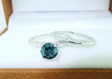 1.55 Carat Blue Diamond Engagement Ring Set, Blue Diamond Wedding Rings Sets, Knife Edge Rings, 14K White Gold Micro Pave Unique Handmade
1.55 Carat Blue Diamond Engagement Ring Set, Blue Diamond Wedding Rings Sets, Knife Edge Rings, 14K White Gold Micro Pave Unique Handmade