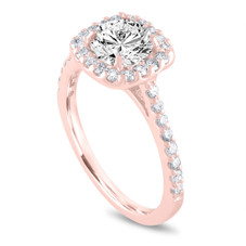 Diamond Engagement Ring Set Rose Gold, Cushion Cut Wedding Ring Sets, Gia Certified 1.87 Carat Halo Engagement Ring Set, Unique Handmade
