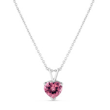 Oval Pink Tourmaline & Diamond Solitaire Pendant Necklace 14K White ...