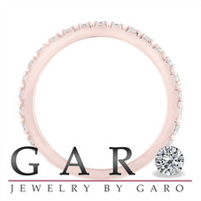 Diamond Wedding Band Rose Gold, Half Eternity Wedding Ring, Diamonds Anniversary Ring, 0.63 Carat Certified Handmade
