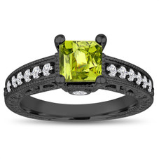 1.37 Carat Princess Cut Peridot Engagement Ring, Peridot and Diamonds Wedding Ring, 14k Black Gold Unique Vintage Antique Style Handmade
1.37 Carat Princess Cut Peridot Engagement Ring, Peridot and Diamonds Wedding Ring, 14k Black Gold Unique Vintage Antique Style Handmade