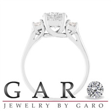 Platinum Diamond Engagement Ring, Three Stone Engagement Ring, 1.50 Carat GIA Certified Handmade
