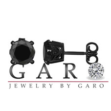 1 Carat Black Diamond Stud Earrings Vintage Style 14K Black Gold Handmade Gallery Designs Certified

