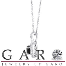 Black Diamond Pendant, Black Diamond Necklace, Halo Pendant Necklace, 14K White Gold, Rose Gold, Yellow Gold 1.25 Carat Handmade