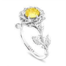 Sterling Silver Lab Citrine Rose Floral Wedding Ring 5A Zircon Paved  Blossom Flower Engagement Rings S2R1S2R220