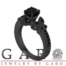 18k Black Gold Black Diamond Butterfly Engagement Ring  1.27 Carat Unique Certified