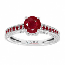 Unique Ruby Engagement Ring 0.66 Carat 14k White Gold or Yellow Gold, Rose Gold Vintage Engraved