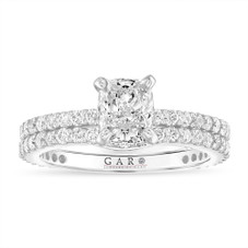 1.88 Carat Cushion Cut Diamond Engagement Ring  and Wedding Band Sets SI1 Gia Certified 14K White Gold Unique Handmade