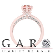 Morganite Engagement Ring Unique 1.06 Carat Certified 14k Rose Gold or White Gold Micro Pave Handmade