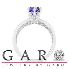 Tanzanite Engagement Ring Unique 1.28 Carat Certified 14k White Gold Handmade