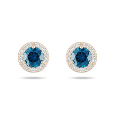 1.22 Carat Blue Diamond Earrings, Halo 14K White Gold or Rose Gold or Yellow Gold Handmade Certified