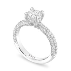 Platinum Hidden Halo Diamond Engagement Ring, Unique 1.71 Carat GIA Certified Micro Pave Handmade