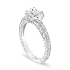 1.13 Carat Heart Shaped Diamond Engagement Ring GIA Certified 14K White Gold Filigree Unique Handmade