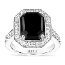 5 Carat Emerald Cut Black Diamond Engagement Ring  Halo Anniversary Ring 14K White Gold Or Rose Gold Unique Certified Handmade