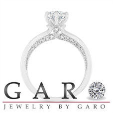 Lab Grown Diamond Engagement Ring Unique 1.21 Carat IGI Certified 14K White Gold Micro Pave Handmade