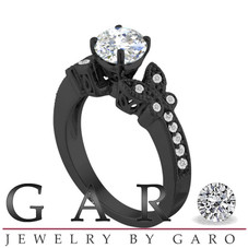 Butterfly Lab Grown Diamond Engagement Ring 14k Black Gold Vintage Style 1.19 Carat IGI Certified Unique Handmade