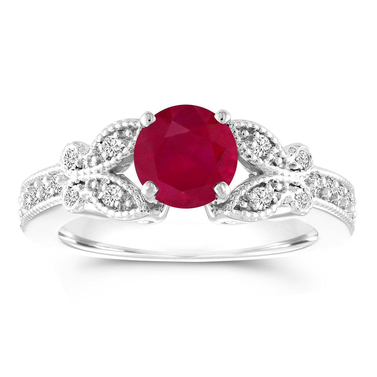 Butterfly Ruby Engagement Ring, Ruby and Diamonds Wedding Ring, Ruby ...