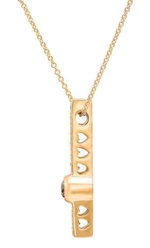 Pave Heart Padlock 14k Yellow Gold Pendant Necklace in White Diamond