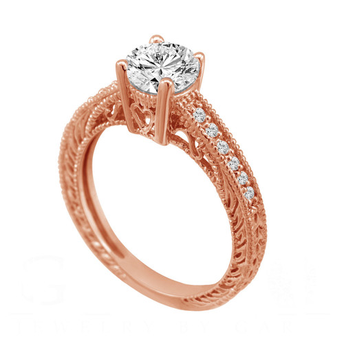 Vintage Style Filigree Engagement Ring Set | Bridal ring sets, Wedding ring  sets, Nature wedding ring