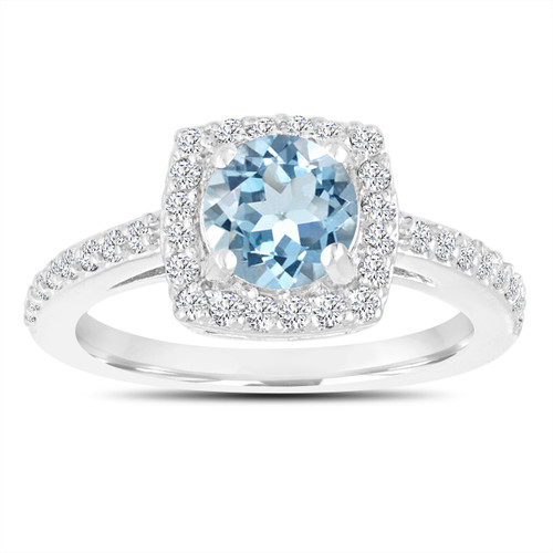 Platinum Blue Aquamarine And Diamonds Engagement Ring 1.24 Carat ...