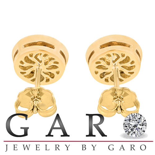 Red Ruby Stud Earrings 0.90 Carat 14k Yellow Gold Micro Pave And Bezel