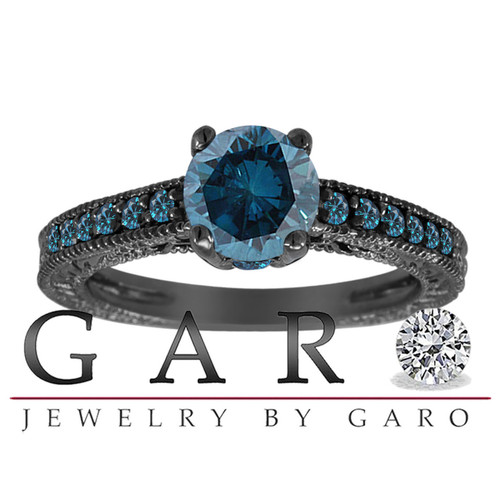 0.66 Carat Fancy Blue Diamond Wedding Ring, Engagement ...