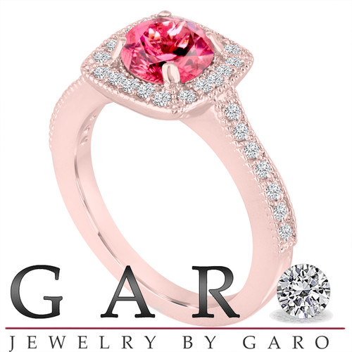 Libra Diamond Zodiac Engagement Ring - TheNetJeweler with Center Diamond 1.0 Carat / 14K Pink Gold