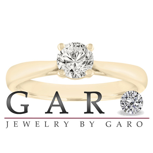 0.50 Carat Diamond Solitaire Engagement Ring, 18K Yellow Gold Wedding Ring Certified Handmade