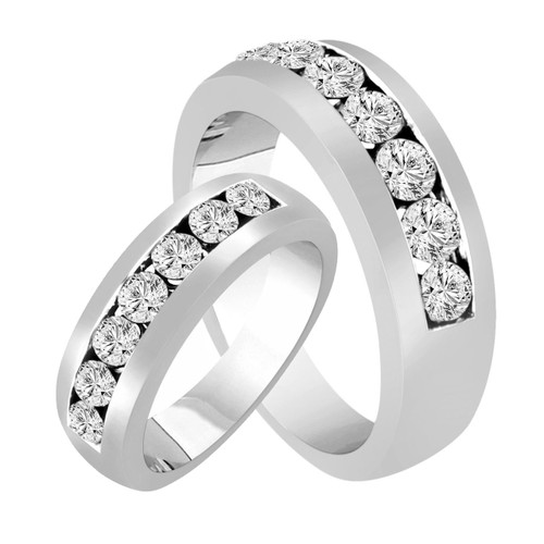 His & Hers Wedding Rings, Diamond Matching Bands, Couple Wedding Bands ...