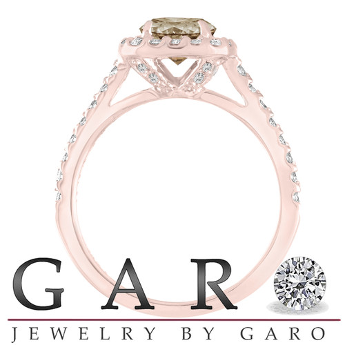 Halo Engagement Ring Set, Champagne Diamond Bridal Ring ...