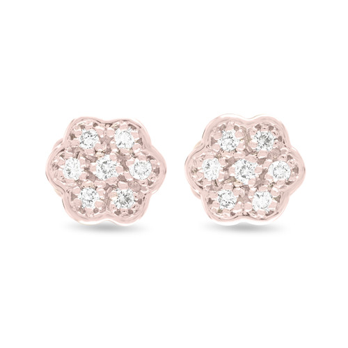 Flower Diamond Earrings, Rose Gold Stud Earrings, Tiny Diamond Earrings ...
