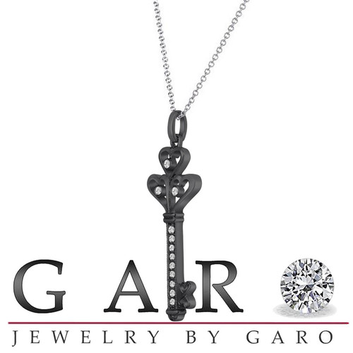 0.25 Carat Pave Diamond Key Pendant Necklace