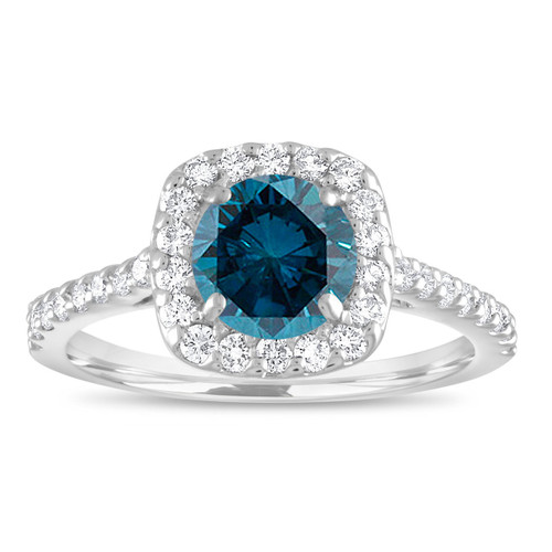 Blue Diamond Engagement Ring White Gold, Cushion Cut Engagement Ring ...