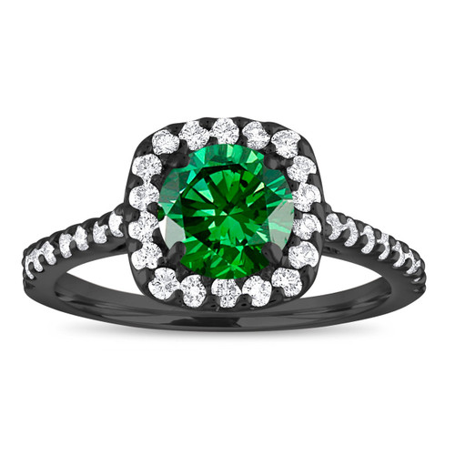 1.58 Carat Green Diamond Engagement Ring, Vintage Engagement Ring ...