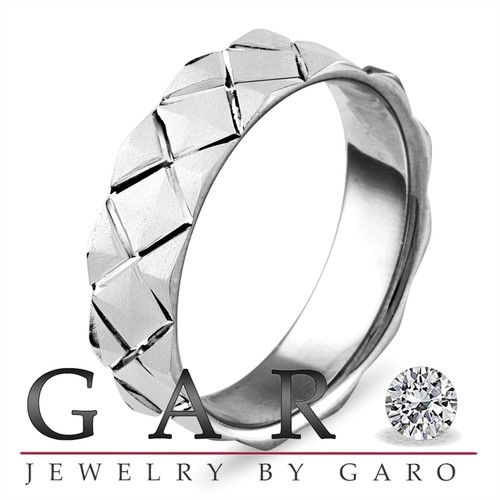 Mens Wedding Band White Gold Womens Wedding Ring Criss Cross 6