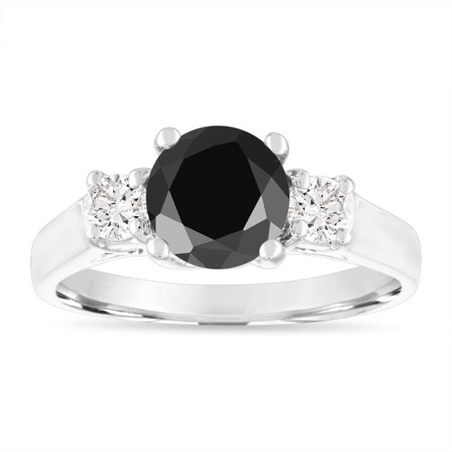 2.00 Carat Black Diamond Engagement Ring, Black & White Diamond Three ...